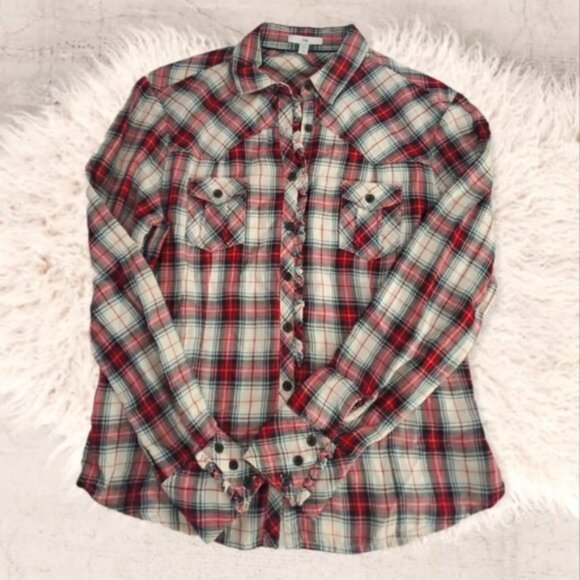 Vintage GAP Country Cowgirl Women's 100% Cotton Cottagecore Ruffled Plaid - Picture 15 of 16